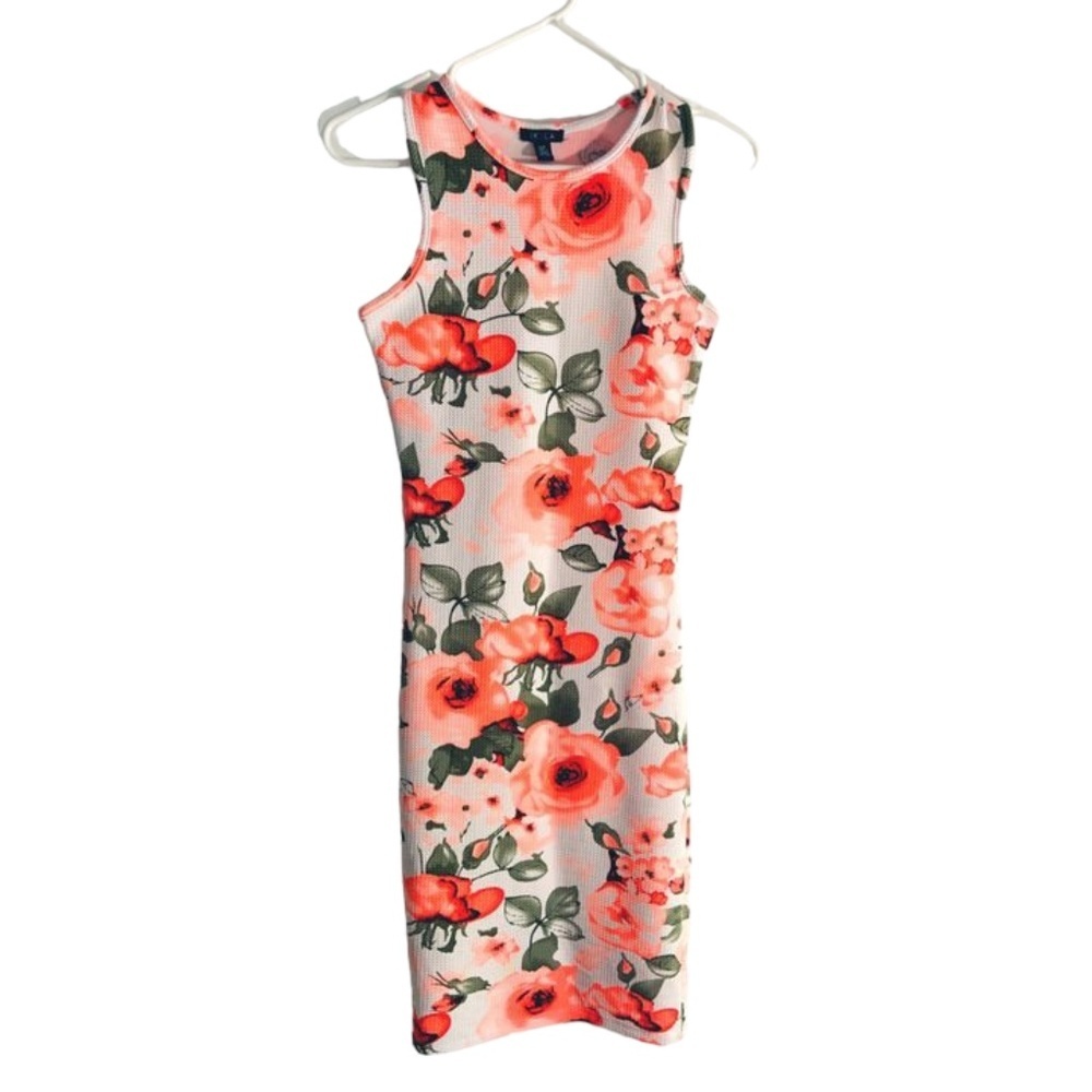 🌺UK2LA Orange Fluo Flowers Small extendable Dress 🌺